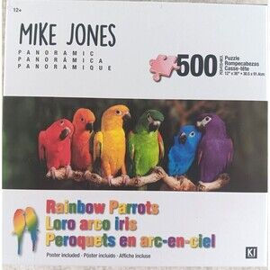 Panoramic Rainbow Parrots NEW 500 Piece Jigsaw Puzzle Mike Jones 12" X 36" by KI